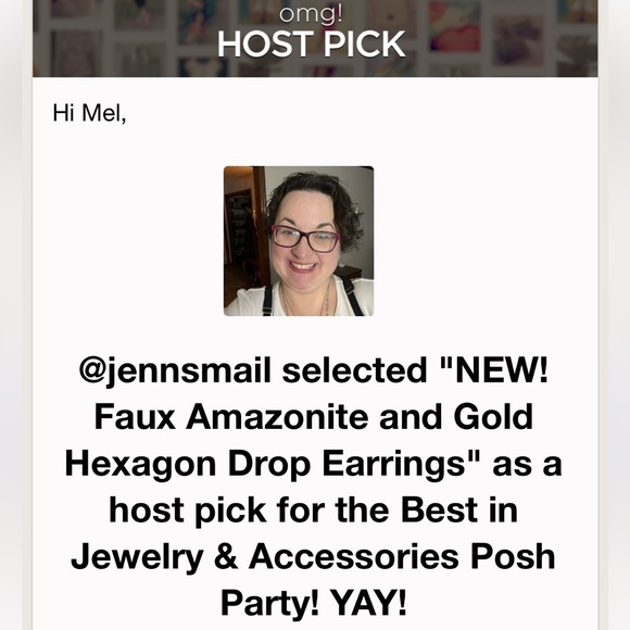 🎉HP🎉NEW! Faux Amazonite and Gold Hexagon Drop Earrings - Picture 3 of 3